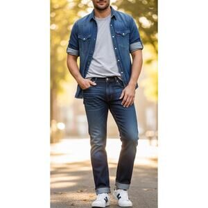 Levi's 504 Straight Leg Jeans Men's 40x36 Dark Wash Denim Big and Tall